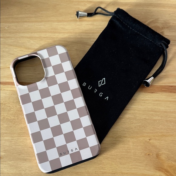 Burga Checkered Phone Case - Brown and White (MagSafe)(13 Pro Max) - Picture 2 of 5